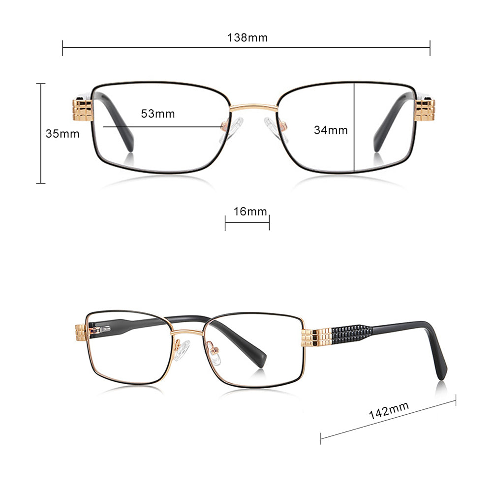 Damen Computerbrille Techsuit 3163, Anti-Blue Light, Schwarz Gold