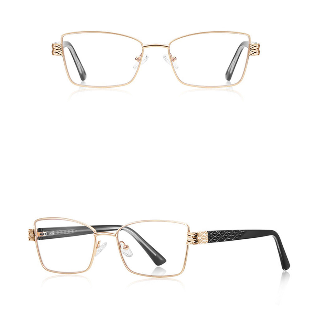 Lunettes d'ordinateur pour femmes Techsuit 3171, Anti-Lumière Bleue, Noires Dorées