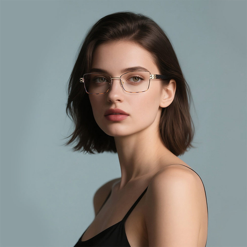 Lunettes d'ordinateur pour femmes Techsuit 3171, Anti-Lumière Bleue, Noires Dorées