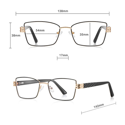 Lunettes d'ordinateur pour femmes Techsuit 3171, Anti-Lumière Bleue, Noires Dorées