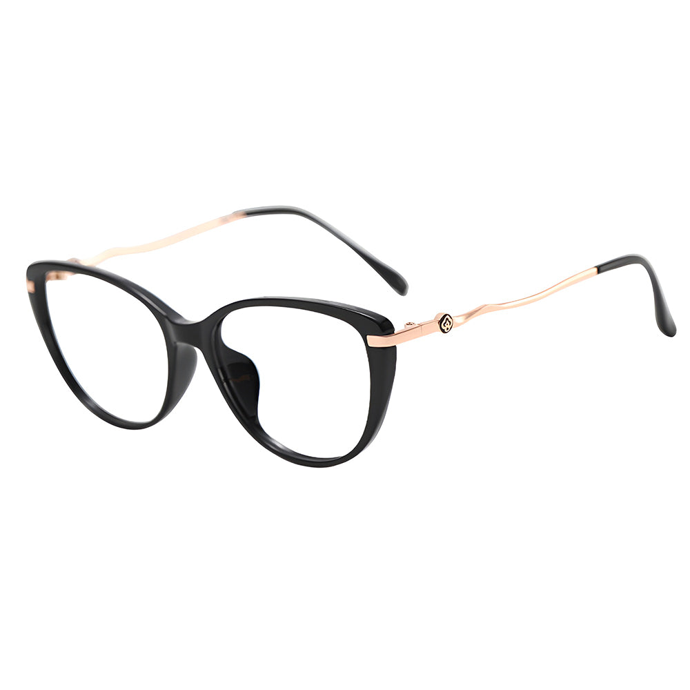 Damen Computerbrille Techsuit 86162, Anti-Blue Light, Schwarz Gold