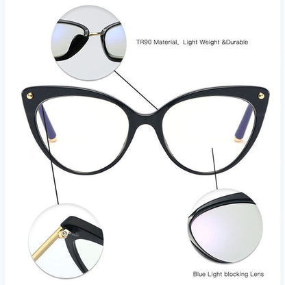 Dames Computerbril Techsuit F93308, Anti-Blauw Licht, Zwart Goud Transparant