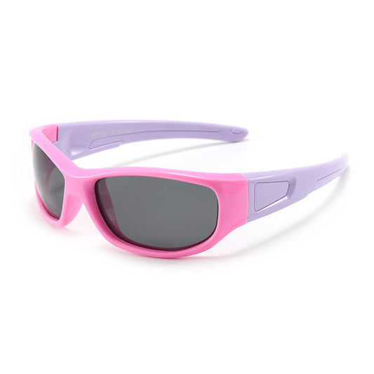 Sportzonnebril voor kinderen Techsuit 800-C42, gepolariseerd, roze paars