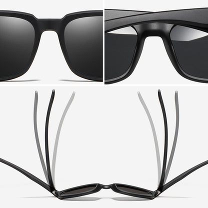 Lunettes de Soleil Homme Techsuit TR90 (MM101), Polarisées, Protection UV, Noir Mat Gris