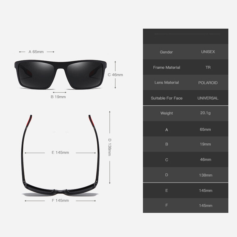 Lunettes de Soleil Homme Techsuit TR90 (MM101), Polarisées, Protection UV, Noir Mat Gris