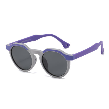 Techsuit 601 Kinder-Sonnenbrille, polarisiert, UV-Schutz, Lila Grau