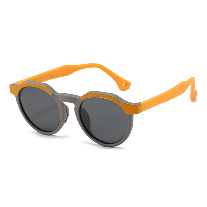 Techsuit 601 Kinder-Sonnenbrille, polarisiert, UV-Schutz, Orange Grau