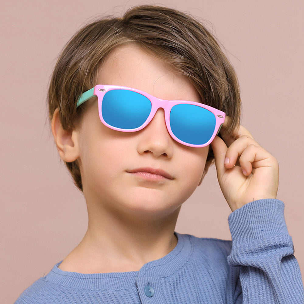 Techsuit D802 Kinder-Sonnenbrille, polarisiert, UV-Schutz, Marineblau Gelb