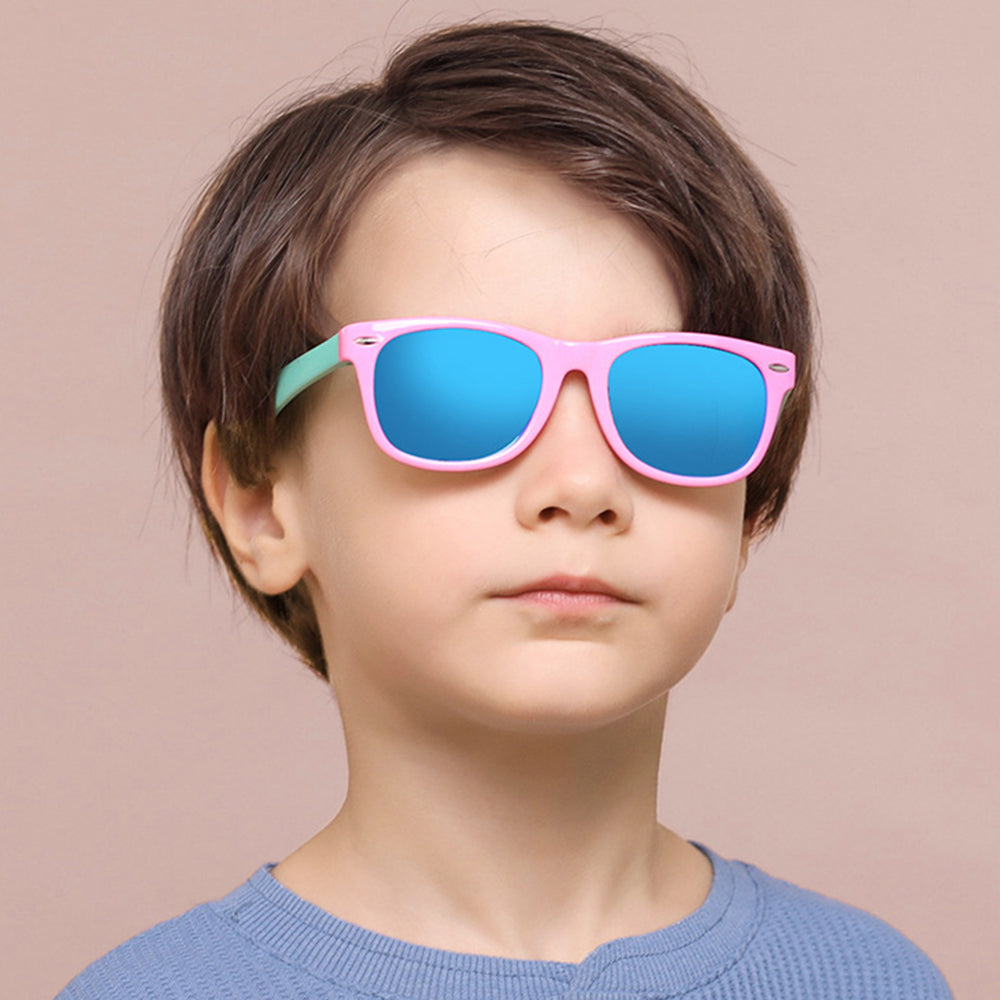 Techsuit D802 Kinder-Sonnenbrille, polarisiert, UV-Schutz, Marineblau Gelb