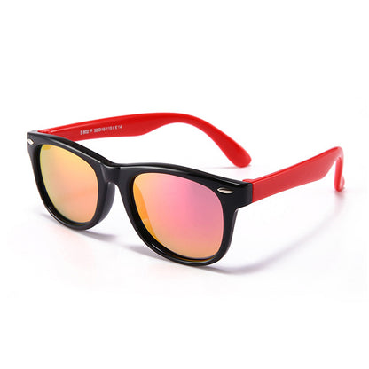 Techsuit D802 Kinderzonnebril, Gepolariseerd, UV-bescherming, Zwart Roze