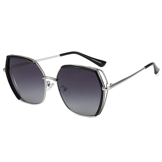 Dames Zonnebril Techsuit 9768, Gepolariseerd, UV-bescherming, Zwart Zilver Grijs