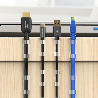 Organisateur de Câbles CableCreation CT1001, Set de 50 pièces, Transparent