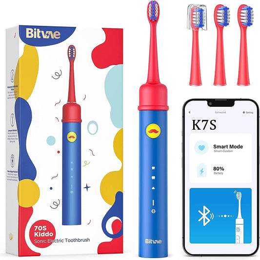 Brosse à dents électrique Bitvae BVK7S Kids, Bleue Rouge