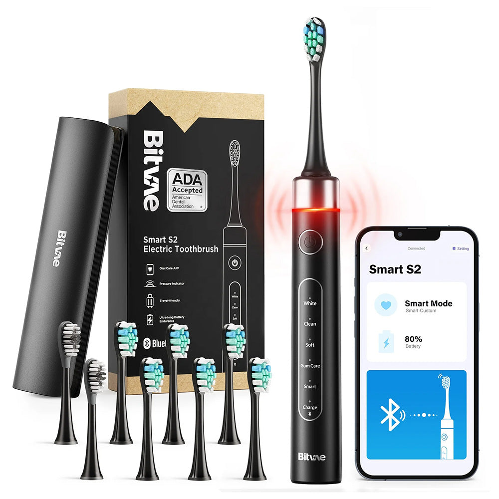 Bitvae S2 Smart Elektrische Tandenborstel, Zwart