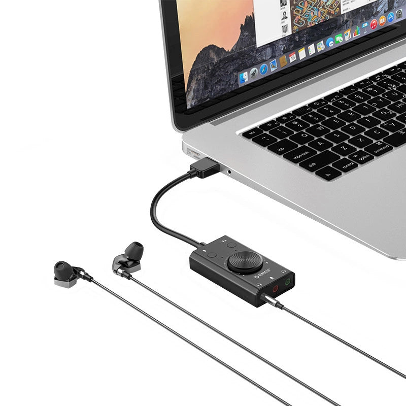 Carte son USB Orico SC2, 3 x Jack 3,5 mm, Noire
