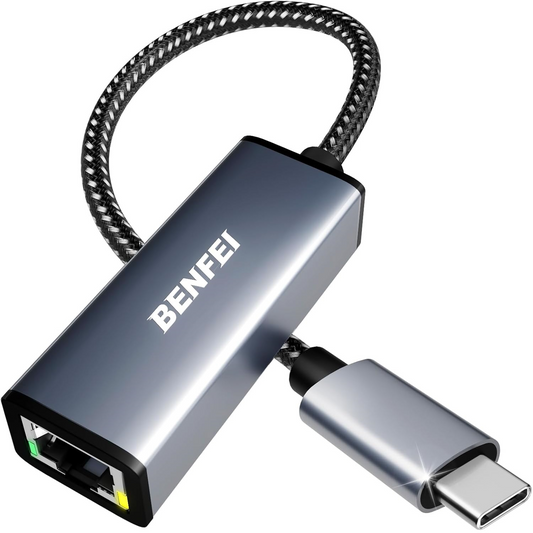 Carte Réseau Benfei, RJ45, USB-C, Gris