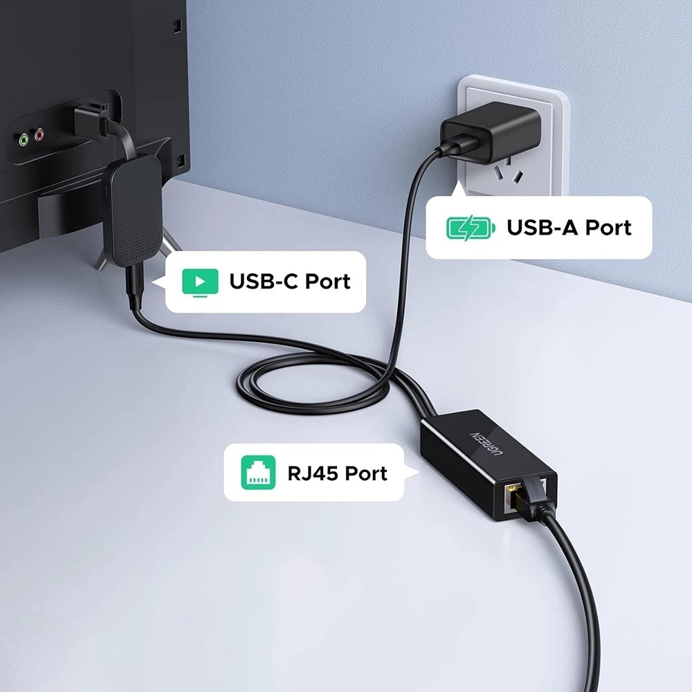 Carte réseau UGREEN CR110 (75535), RJ45, USB / USB-C, Noir