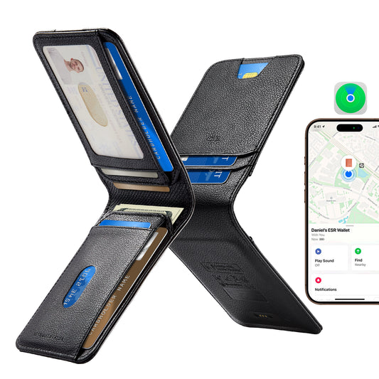 Portefeuille ESR Classic Geo avec fonction Find My et protection RFID, Noir, Reconditionné