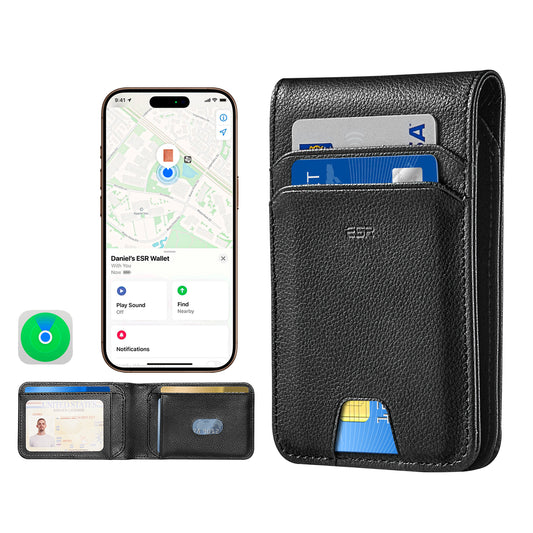 Portefeuille ESR Classic Geo avec fonction Find My et protection RFID, Noir, Reconditionné