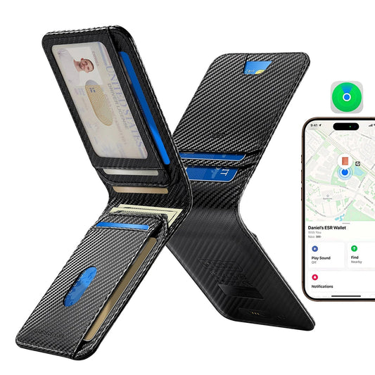 ESR Classic Geo Carbon portemonnee met Find My functie en RFID-bescherming, Zwart