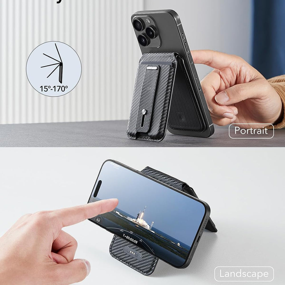 Magsafe Geldbörse, ESR, Findy my Wallet Carbon, Schwarz