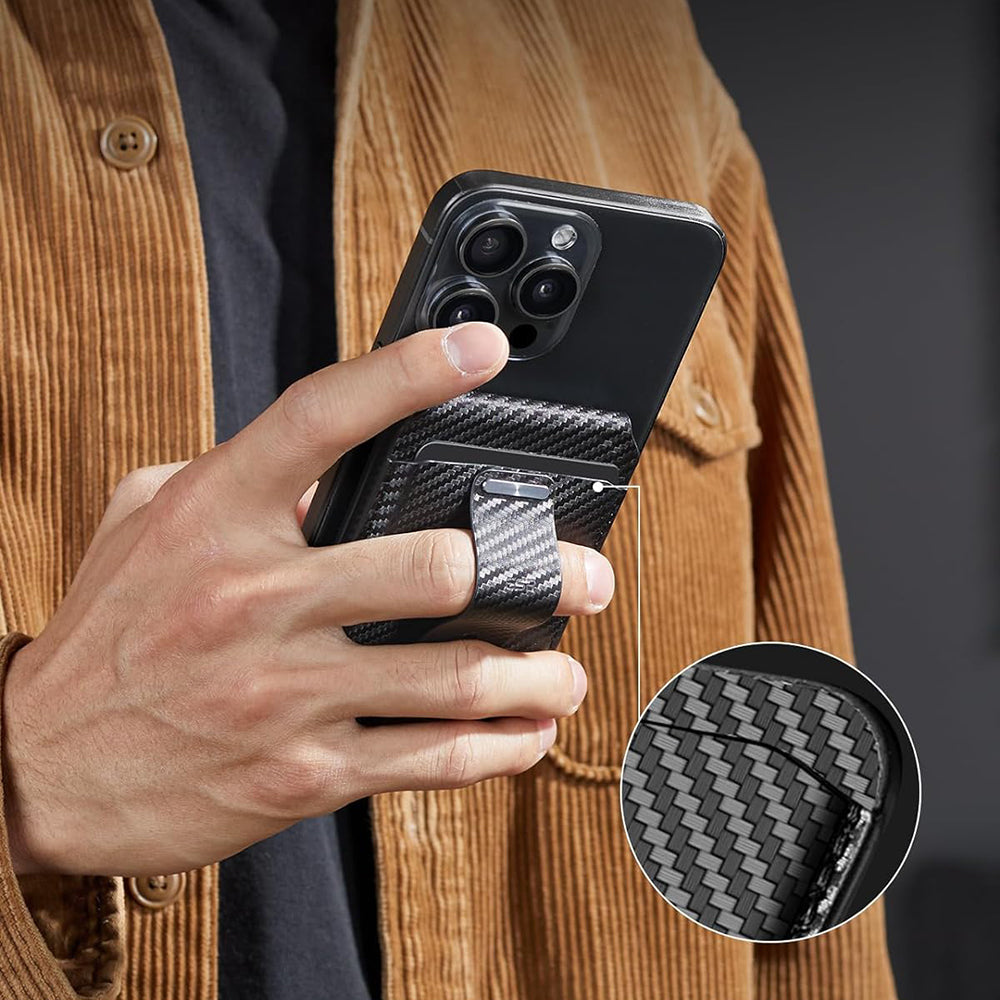 Magsafe Geldbörse, ESR, Findy my Wallet Carbon, Schwarz