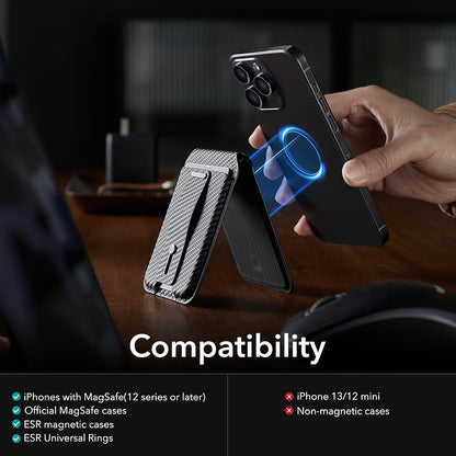 Magsafe Geldbörse, ESR, Findy my Wallet Carbon, Schwarz