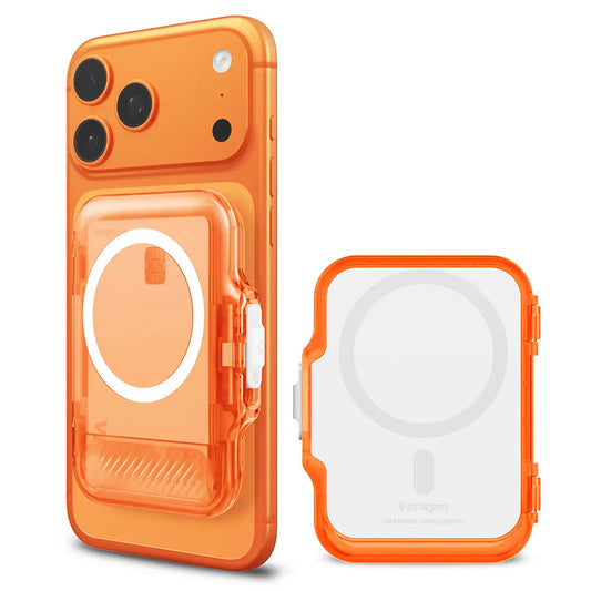 Portefeuille MagSafe, Spigen, TinTap MagFit+, Orange Satiné AFA11381