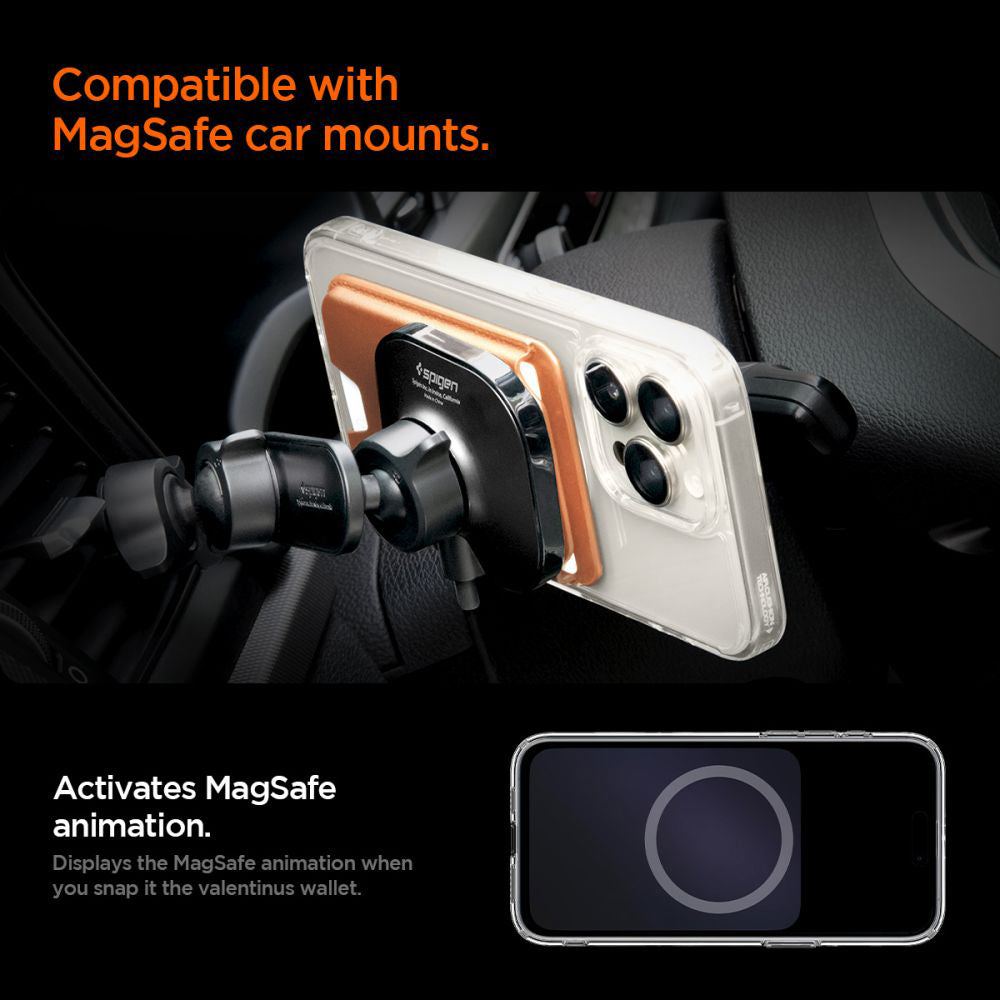 Portefeuille MagSafe, Spigen, Valentinus MagFit+, Orange AFA11340