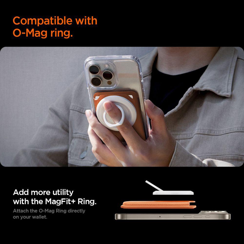 Portefeuille MagSafe, Spigen, Valentinus MagFit+, Orange AFA11340