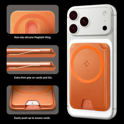 Portefeuille MagSafe, Spigen, Valentinus MagFit+, Orange AFA11340