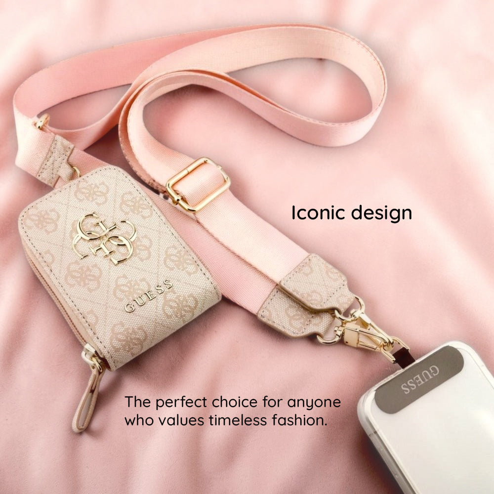 Portemonnee en Telefoonkoord Guess 4G Metalen Logo, Roze