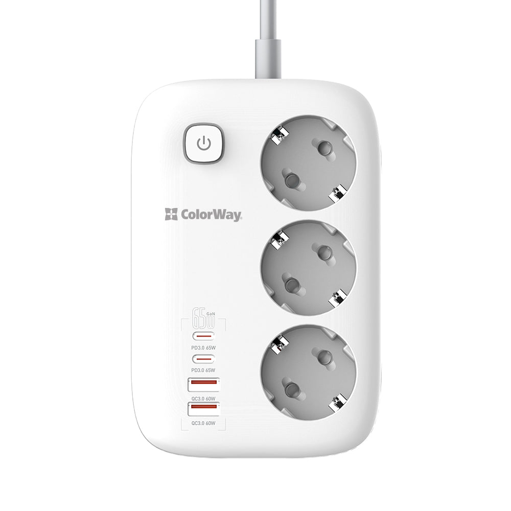 Rallonge ColorWay, 3 x Schuko, Blanc