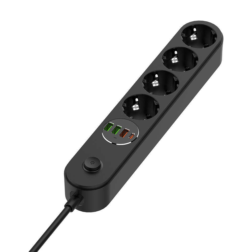 Rallonge ColorWay, 4 x Schuko, Noir