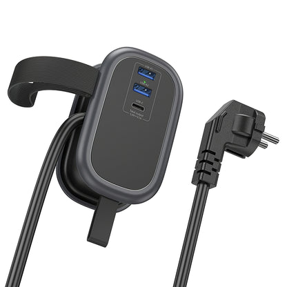 Chargeur réseau HOCO NS6, 2 x USB-A - 1 x USB-C - 1 x Schuko, Noir