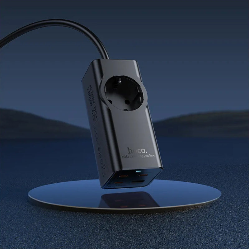 Verlengsnoer HOCO NS9, 1 x Schuko, Zwart