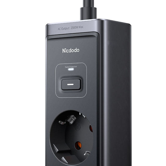 McDodo Verlängerungskabel CH-0620, 3 x Schuko - 1 x USB-A - 2 x USB-C, Schwarz