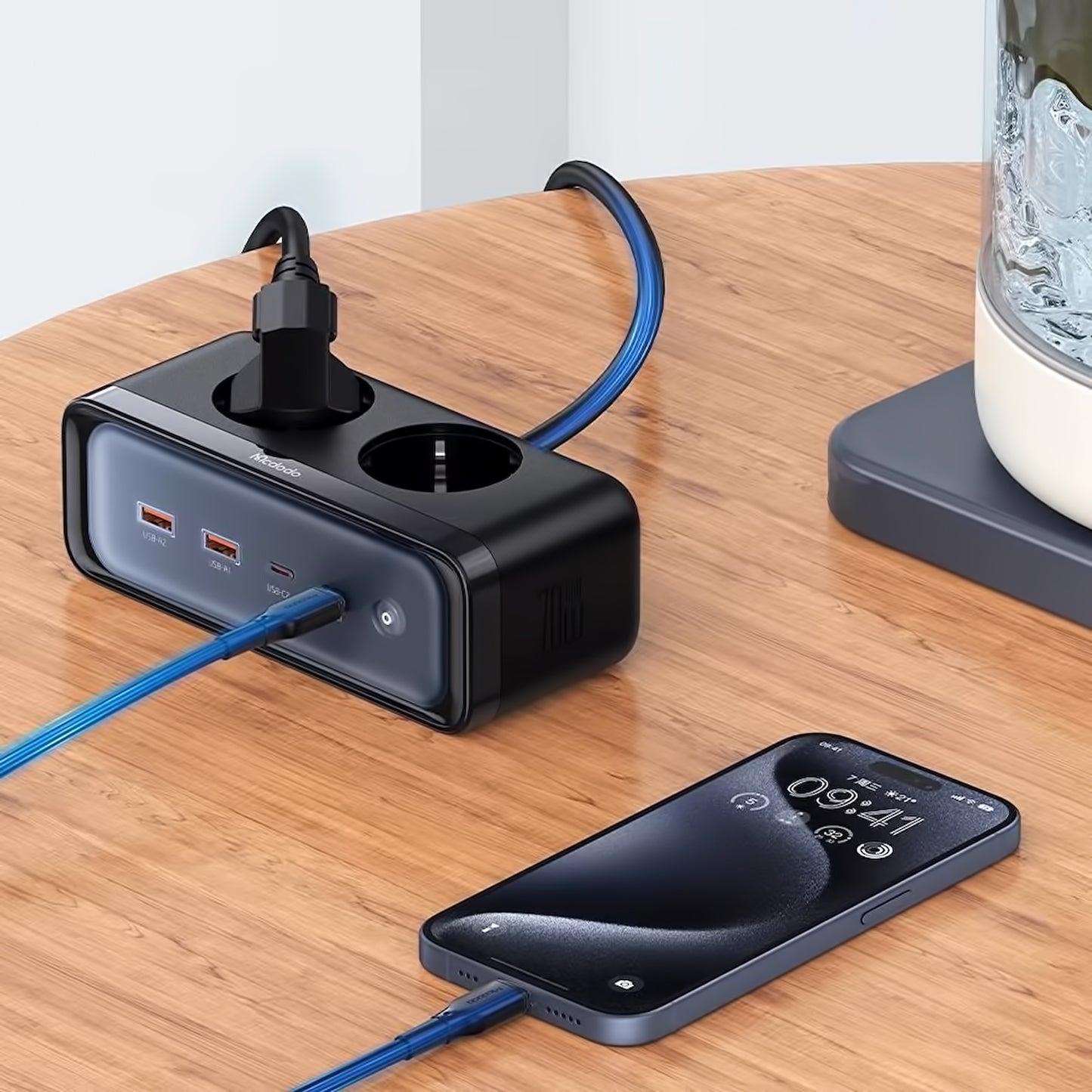 Rallonge McDodo CH-4610, 2 x Schuko, Noir