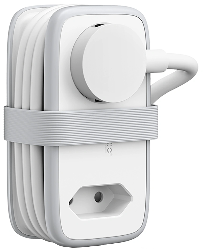 Orico APP Verlängerungskabel, 1 x Schuko - 1 x Steckdose - 2 x USB-A - 1 x USB-C, Weiß Grau