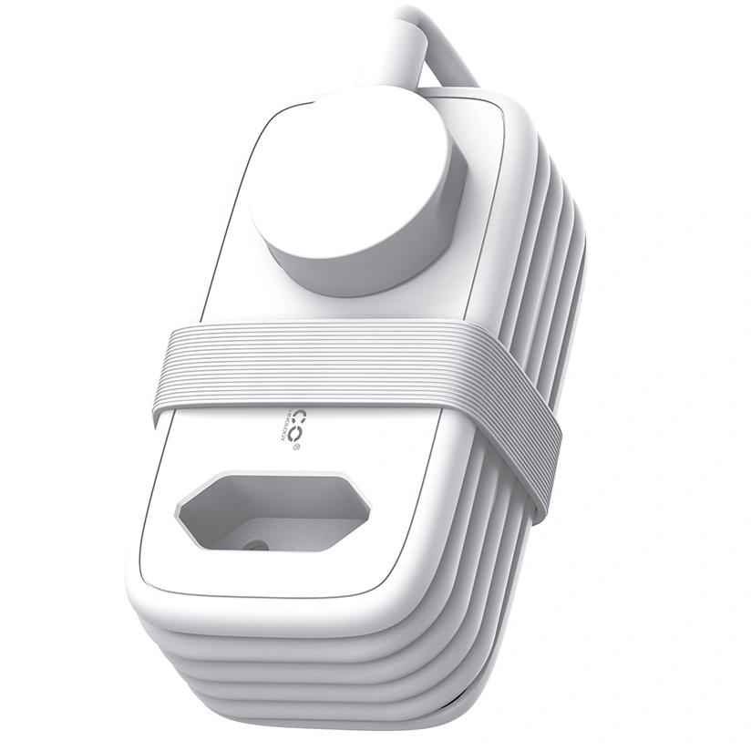 Orico APP Verlängerungskabel, 1 x Schuko - 1 x Steckdose - 2 x USB-A - 1 x USB-C, Weiß Grau