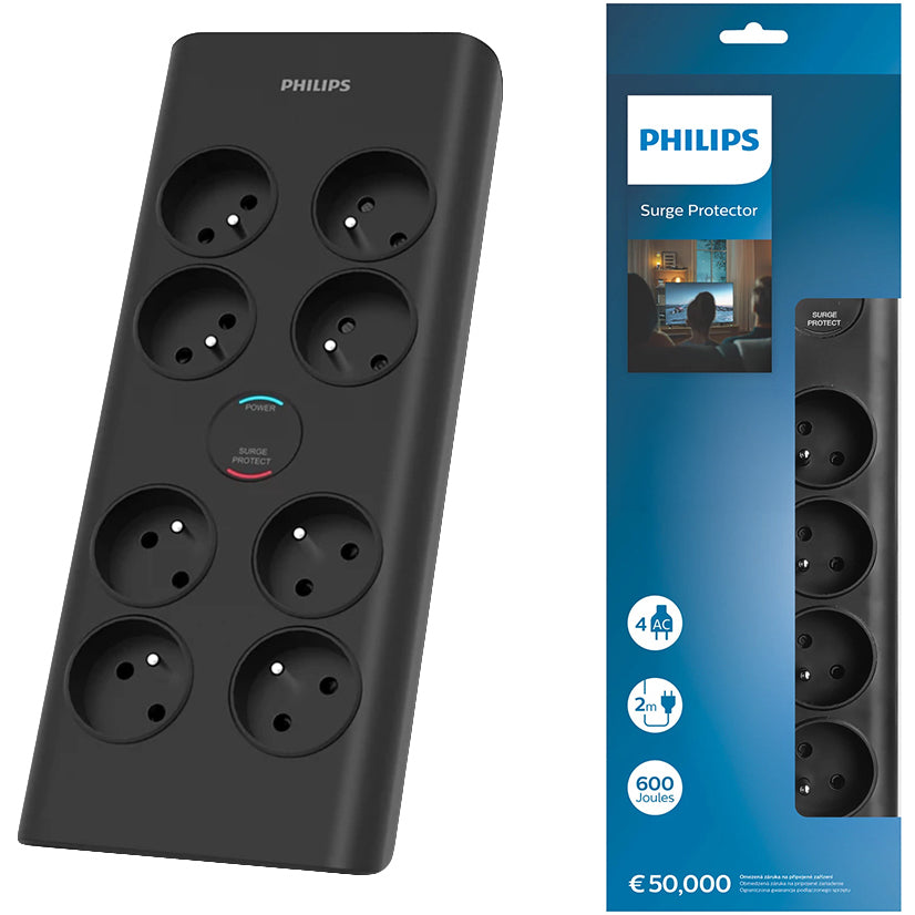 Câble d'extension Philips, 8 x Schuko, Noir PHIL-SPN7080BA/60 