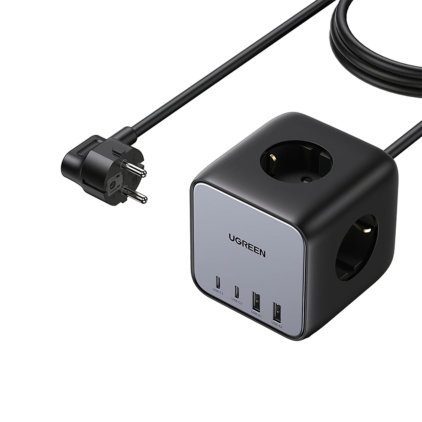 Chargeur réseau UGREEN CD268, 65W, 4.5A, 2 x USB-A - 2 x USB-C - 3 x Schuko, Gris