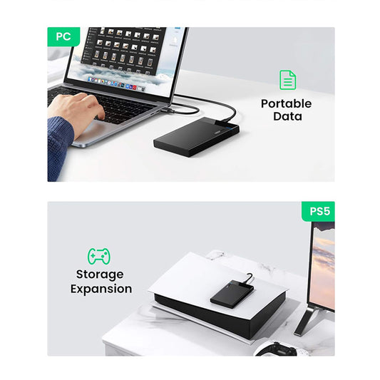 Rack UGREEN US221 (50743) voor HDD / SSD SATA 2.5inch, USB-C, Zwart