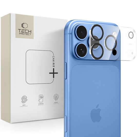 Tech-Protect Cam Fit+ Achtercamera Beschermrand voor Apple iPhone 18 Pro, Gehard Glas, Transparant