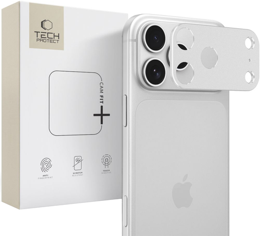 Tech-Protect Camalloy Fit+ beschermframe voor de achtercamera van Apple iPhone 18 Pro Max, aluminium, zilverkleurig
