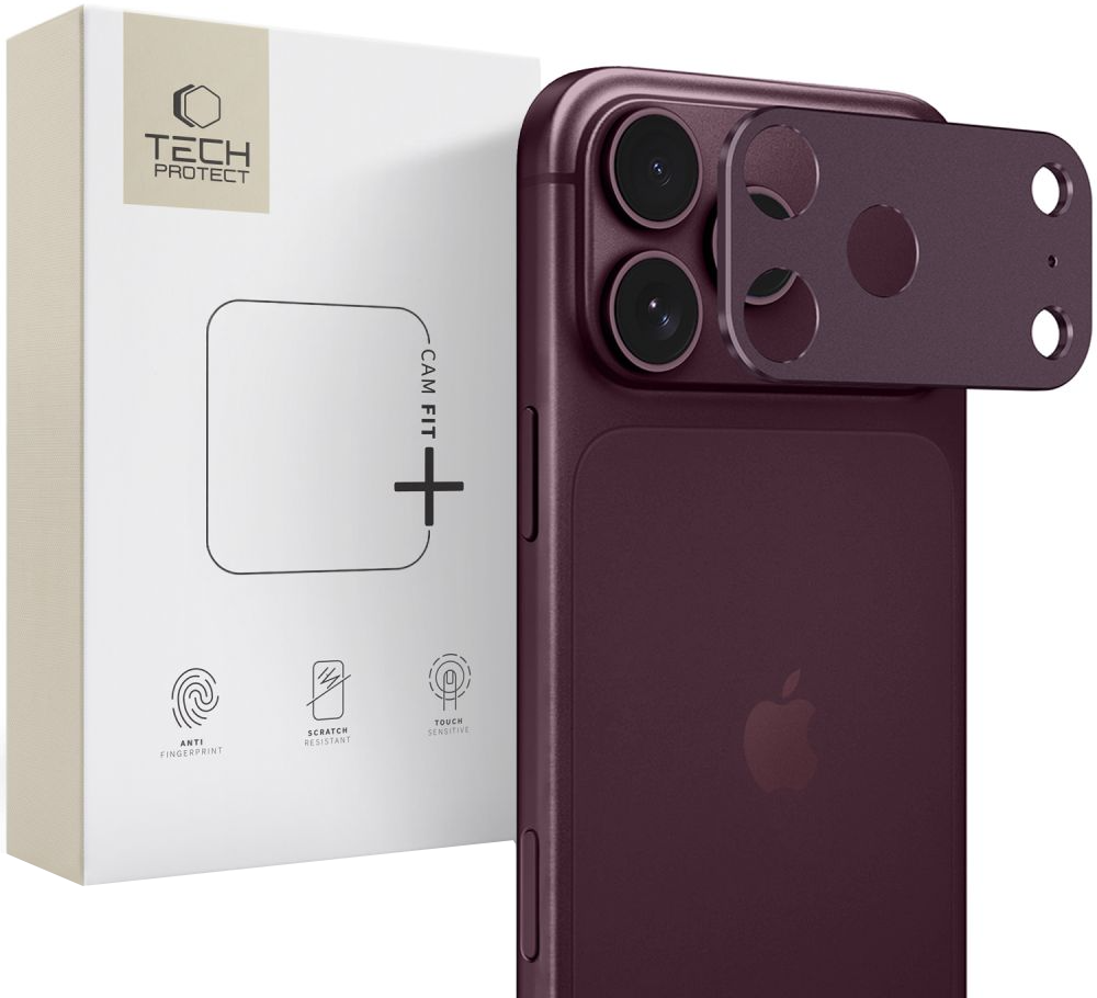 Tech-Protect Camalloy Fit+ Kameraschutzrahmen für die Rückkamera des Apple iPhone 18 Pro Max, Aluminium, Weinrot