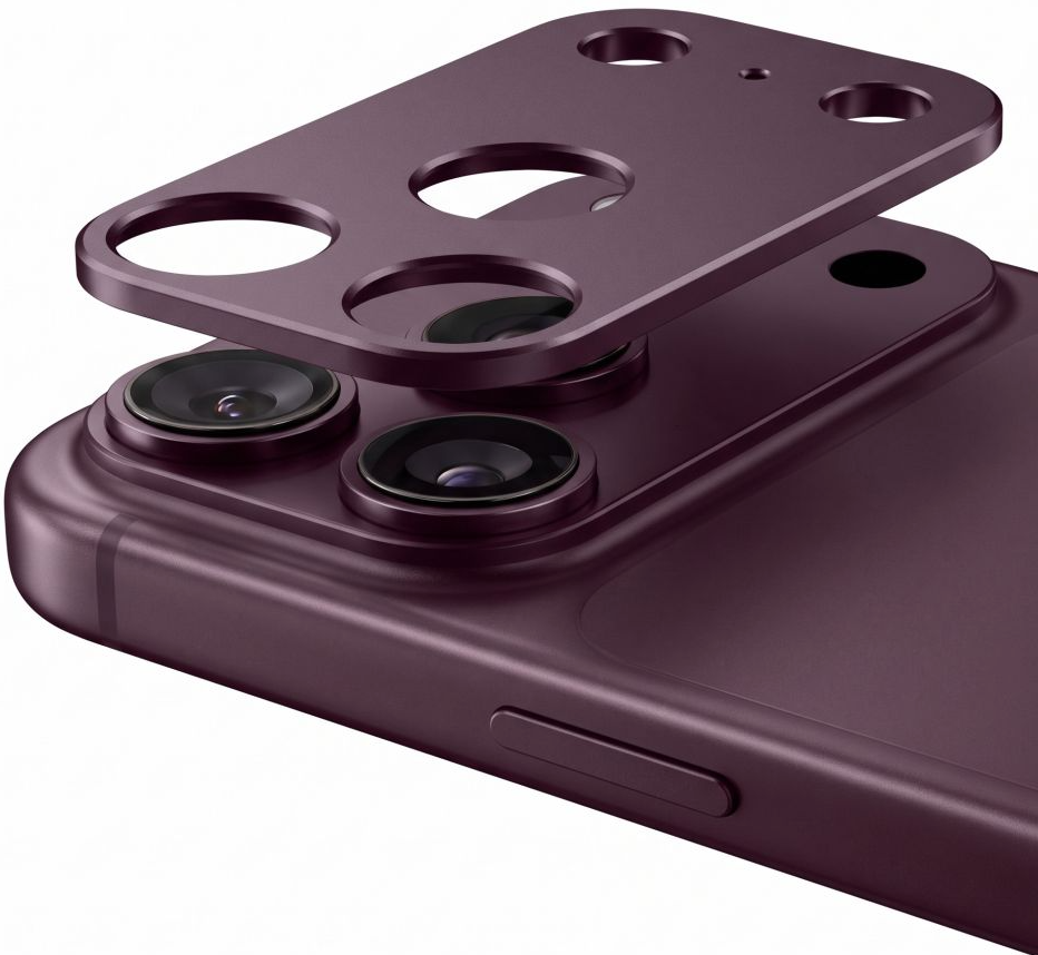 Tech-Protect Camalloy Fit+ Kameraschutzrahmen für die Rückkamera des Apple iPhone 18 Pro Max, Aluminium, Weinrot