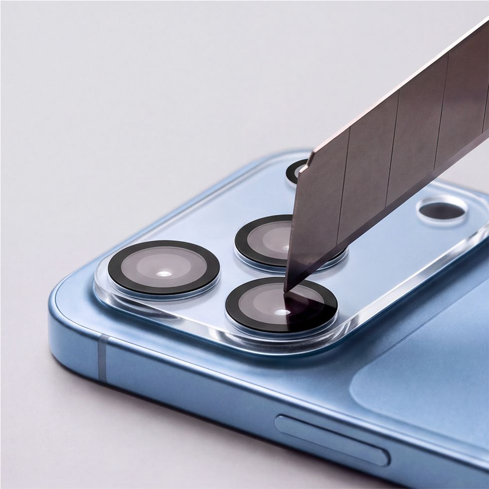 Cadre de protection pour caméra arrière Tech-Protect Cam Fit+ pour Apple iPhone 18 Pro, Verre trempé, Transparent