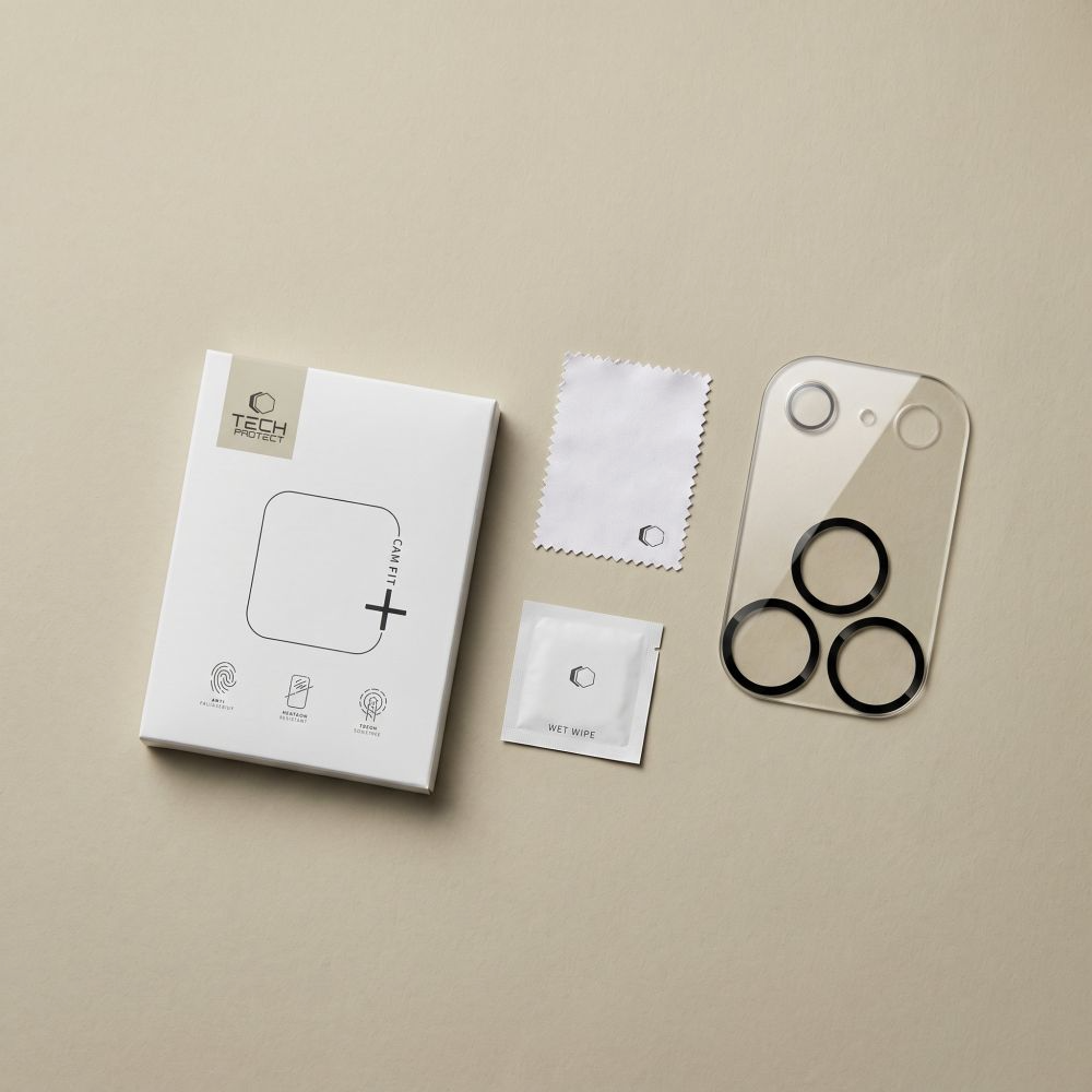 Cadre de protection pour caméra arrière Tech-Protect Cam Fit+ pour Apple iPhone 18 Pro, Verre trempé, Transparent