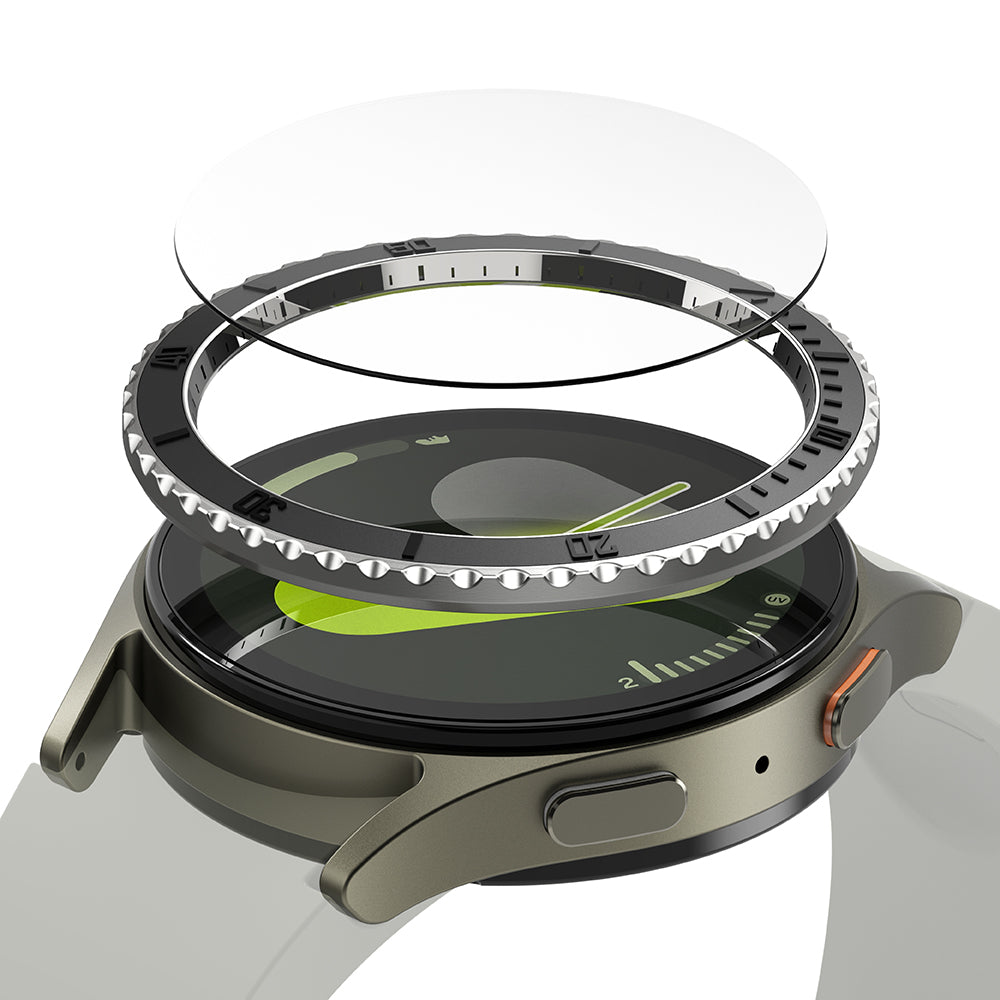 Ringke Premium Styling Beschermingsframe voor Samsung Galaxy Watch7 44mm, Model 3, Zwart